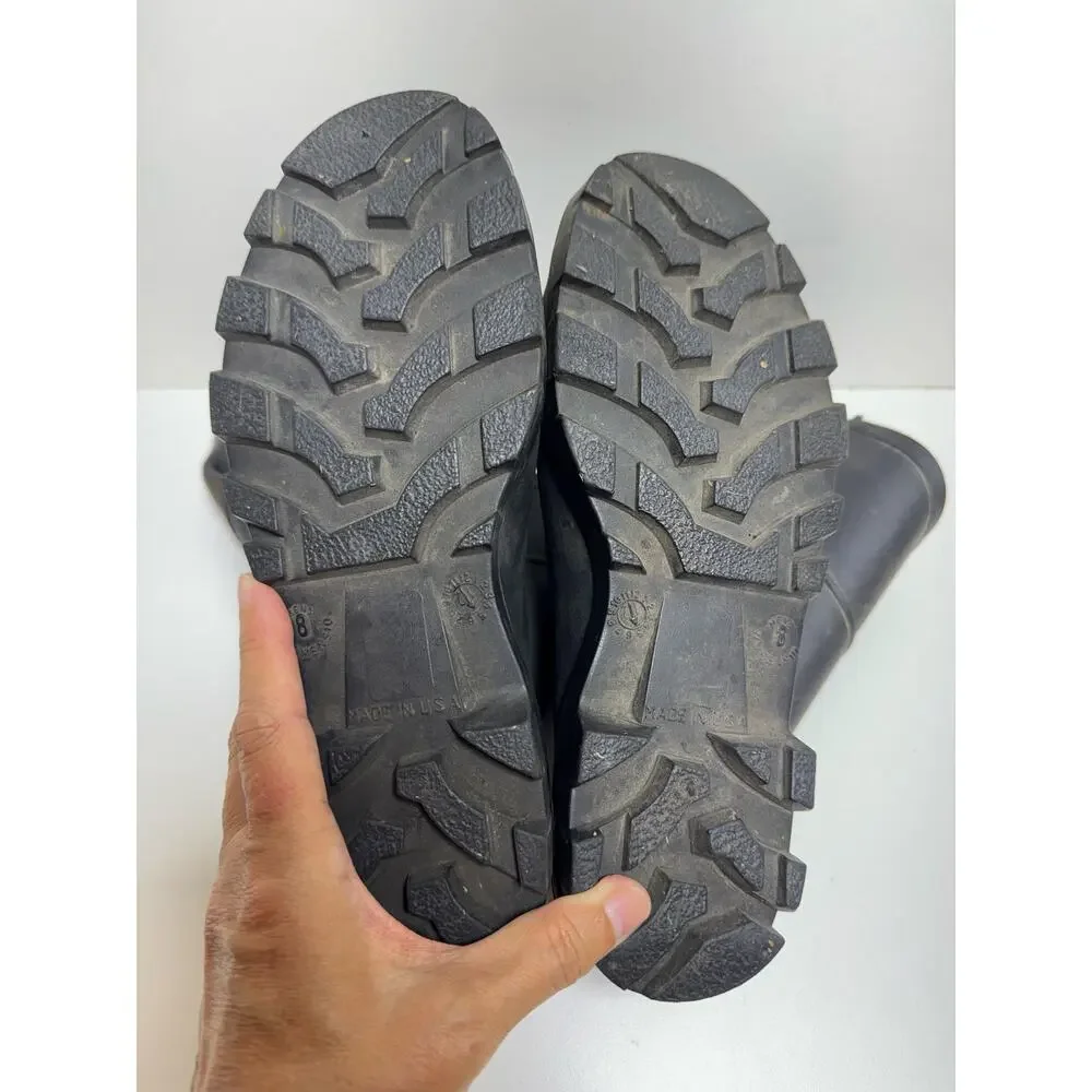 Black Rubber Waterproof Work Mud Boots Rain Farm Made In USA Men’s 8 Women’s 10